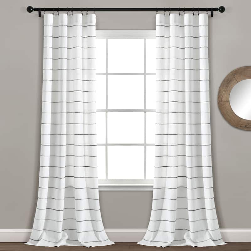 Carson Carrington Pajebo Ombre Stripe Cotton Curtain Panel Pair - 40"w x 108"l - Gray