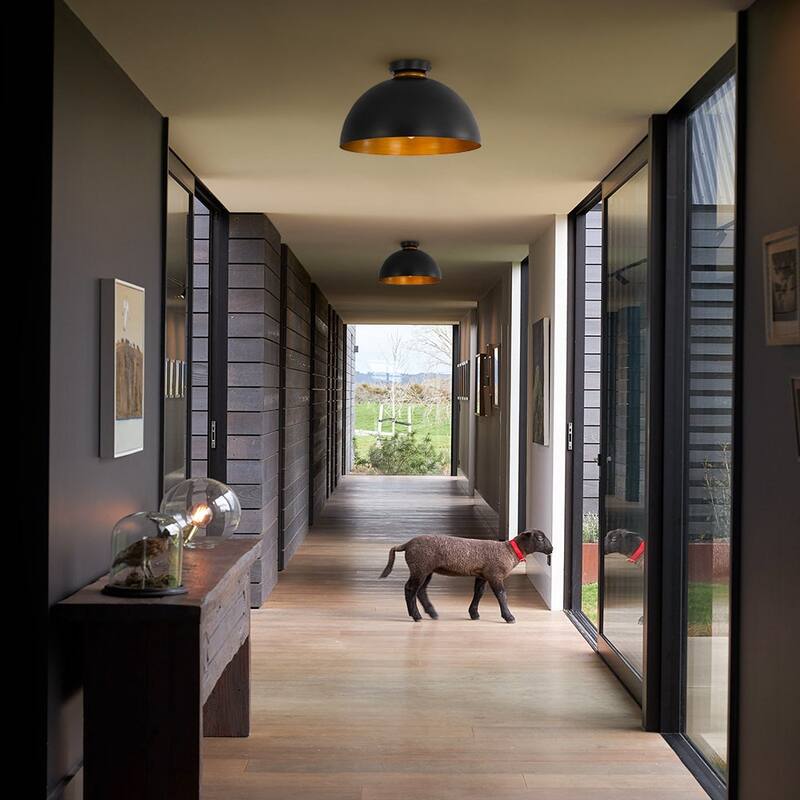 Modern Farmhouse 1-Light Metal Dome Semi Flush Mount 15.7in