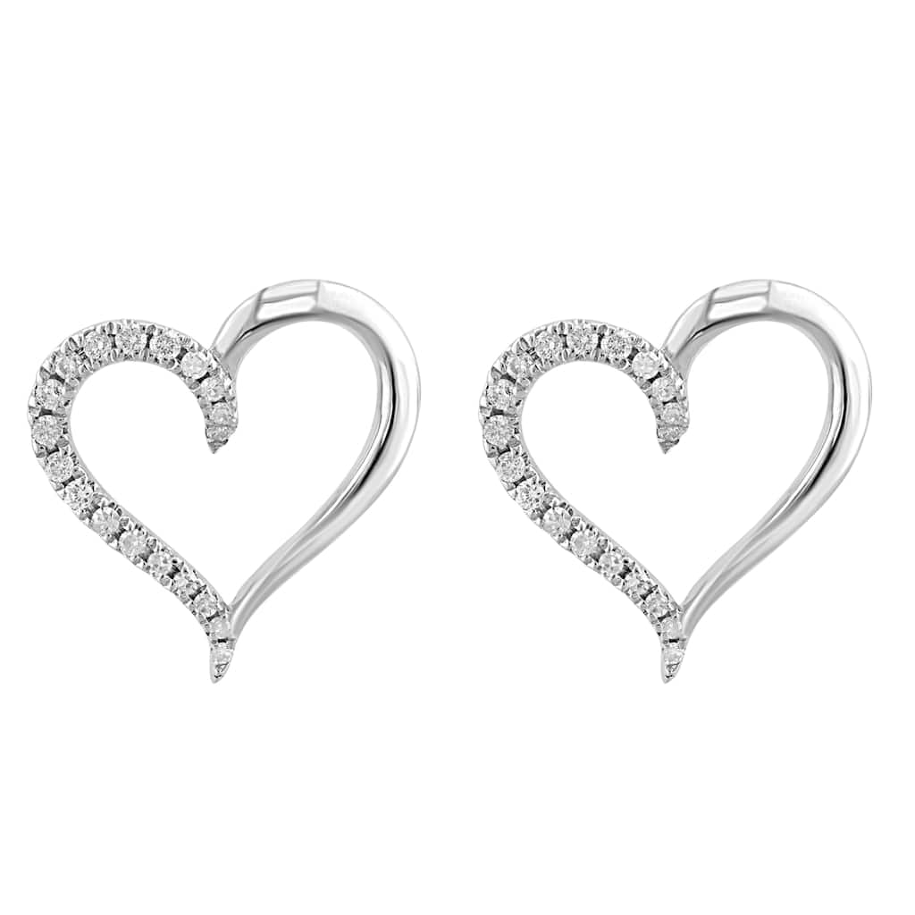 Effy Women's 925 Silver Pave Diamond Heart Earrings
