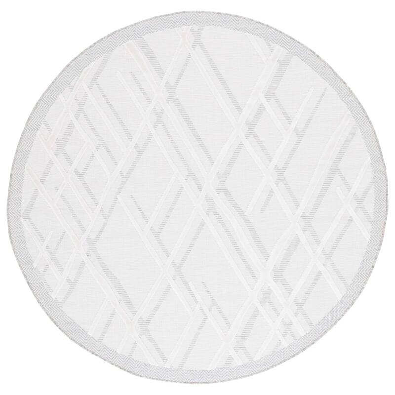 SAFAVIEH Cabana Lesley Trellis Waterproof Patio Backyard Rug - 6'5" Round - Ivory/Grey
