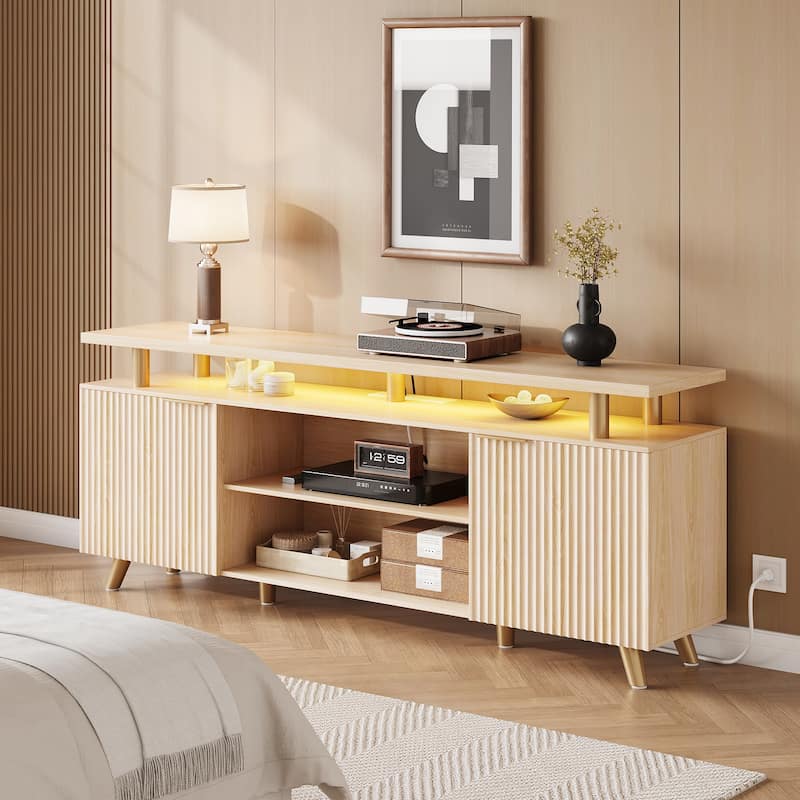 TV Stand for TVs up to 65" with LED Lights & Power Outlets