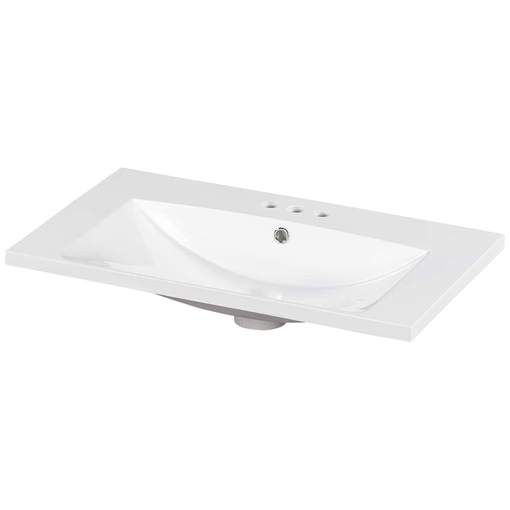 Topcraft Resin Bathroom Vanity Sink Top with Overflow - 30"