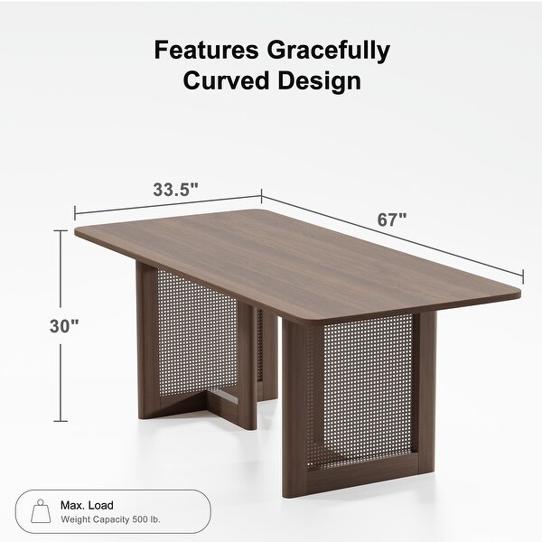 Wooakway Solid Wood 67'' Square Dining Table for 6 People Nordic