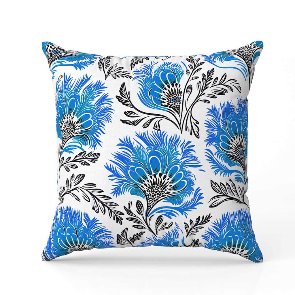Whimsical Wilds Faux Suede Reversible Throw Pillow White and Blue