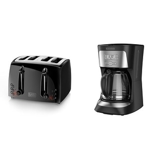 Programmable Toaster 4-Slice Toaster, Extra-Wide, Black, TR1410BD,10.91x11.54x7.71 & 12-Cup ...