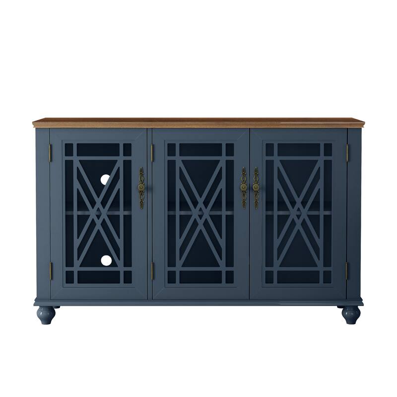 2-Piece Floral Storage Buffet Sideboard Set - 55" & 38" in Width - 55" & 38" in Width