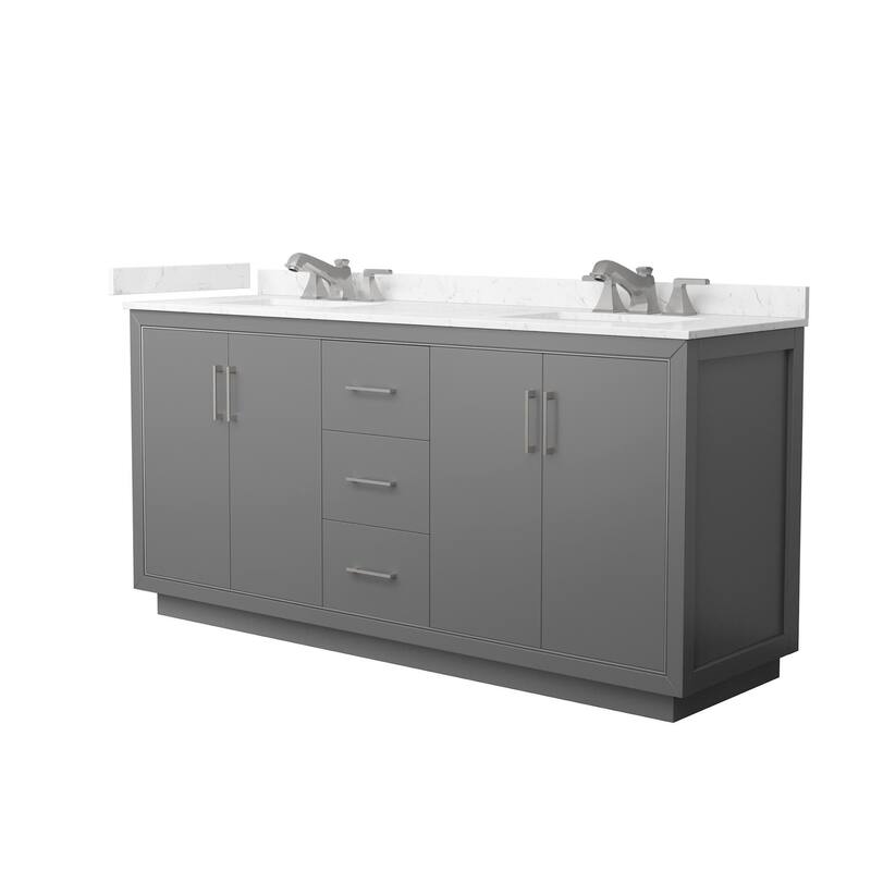 Wyndham Collection WCF1111-72D-VCA-US3MXX Icon 72" Free Standing - Dark Gray / Carrara Cultured Marble Top / Brushed