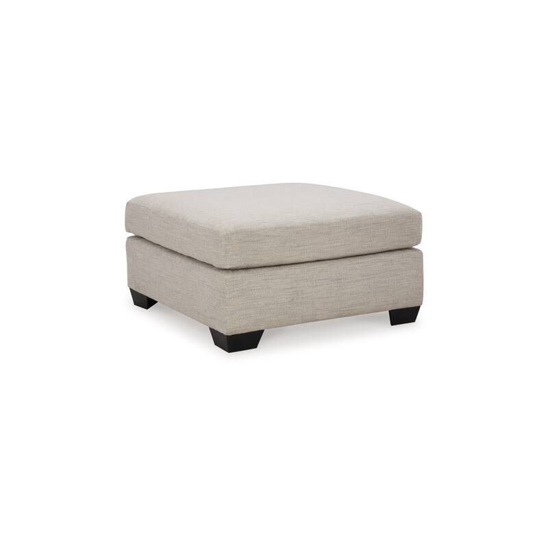Joey Accent Ottoman, Soft Cushioned Beige Polyester, 36 Inch Square