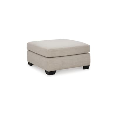 Joey Accent Ottoman, Soft Cushioned Beige Polyester, 36 Inch Square