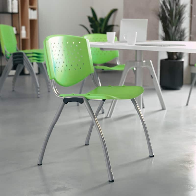 880 lb. Capacity Plastic Stack Chair with Powder Coated Frame - Green