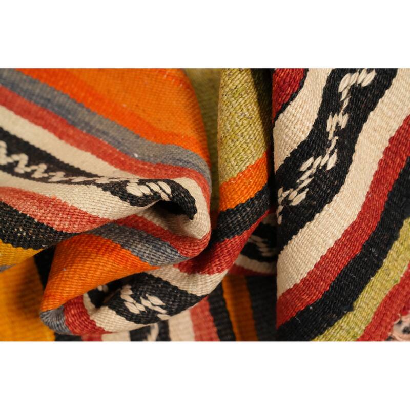 Hand Woven Oriental 100% Wool Carpet Southwestern Tribal Multi-Colored Kilim Area Rug - 11' 0'' X 5' 0''