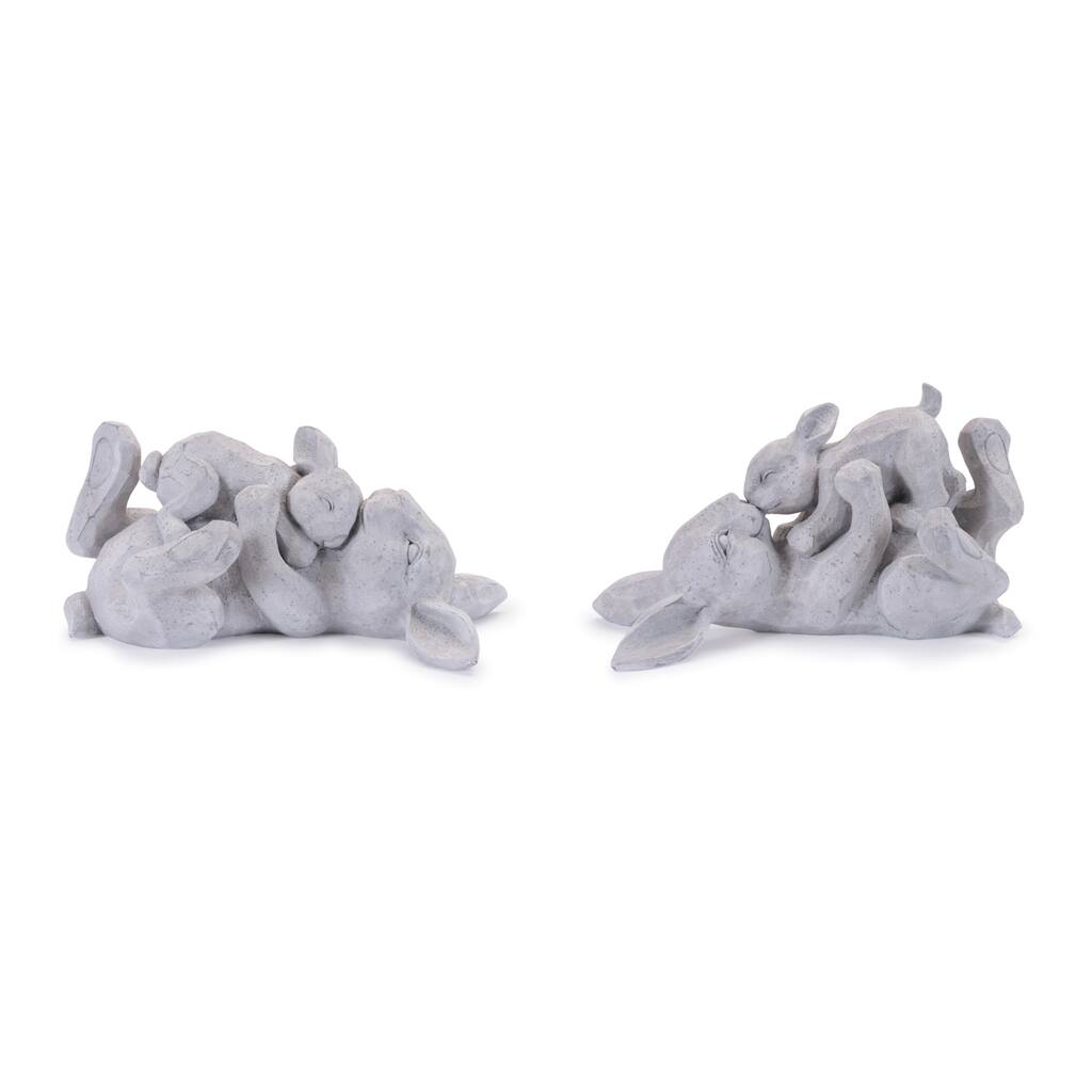 Laying Rabbit with Baby Bunny Figurine (Set of 2)