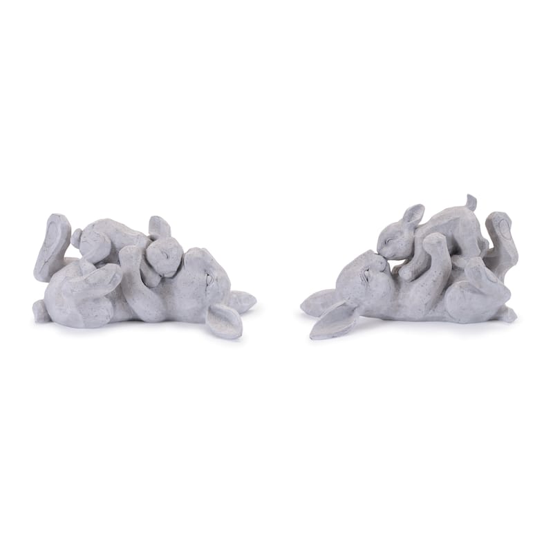 Laying Rabbit with Baby Bunny Figurine (Set of 2)