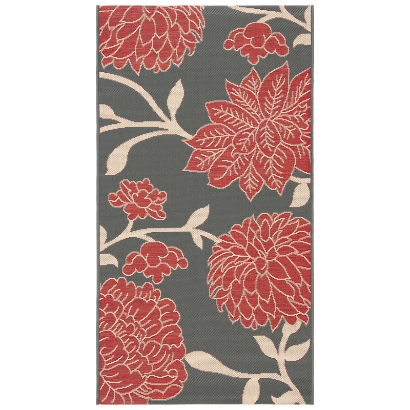 SAFAVIEH Courtyard Alison Floral Indoor/ Outdoor Patio Backyard Rug