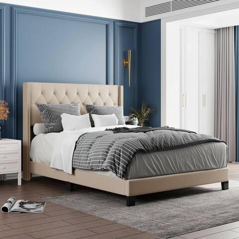 Merax Classic Tufted Upholstered Queen Size Bed with Headboard