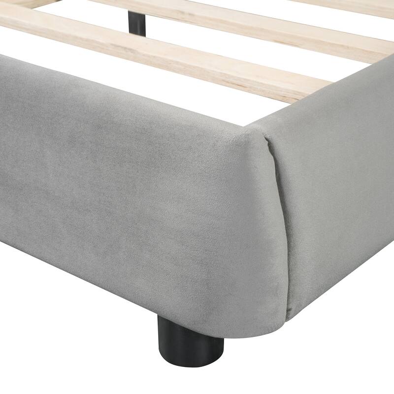 Bedroom Queen Size Velvet Upholstered Platform Bed