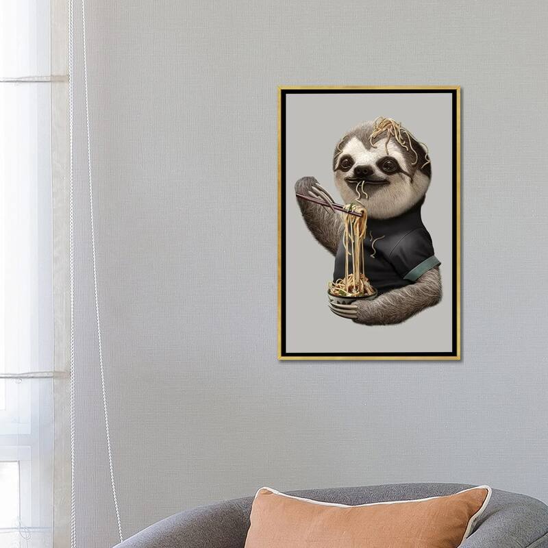 iCanvas "Sloth Eat Noodle" by Adam Lawless Framed Canvas Print