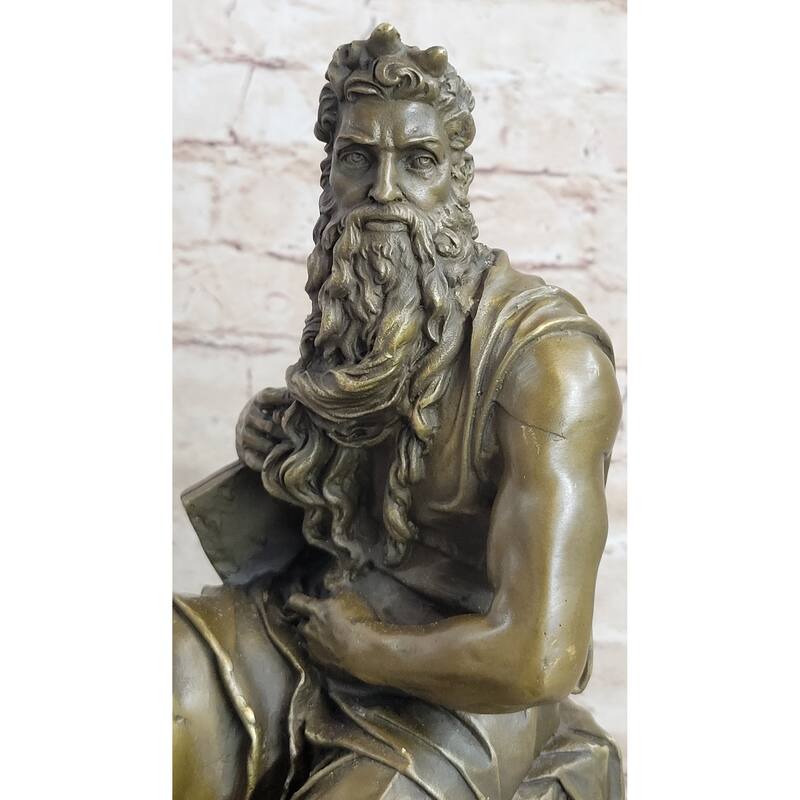 Michelangelos Moses Bronze Statue Sculpture Figure Jewish Biblical Decor 13 Inches X 7 Inches