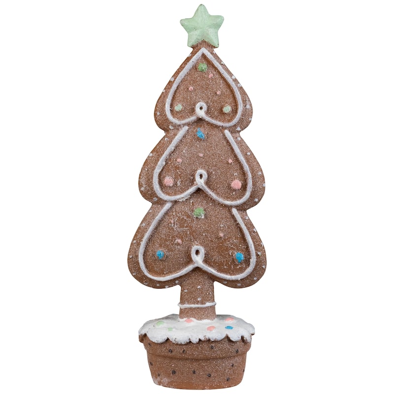 Gingerbread Cookie Christmas Tree with Icing and Star Decoration - 11.5"