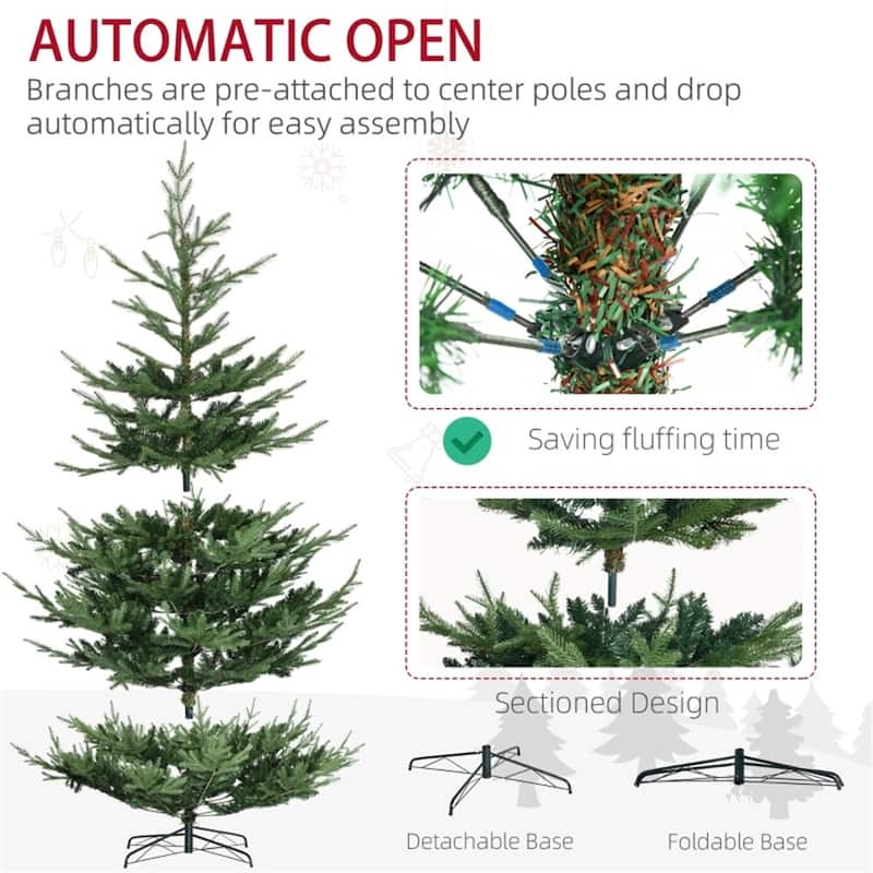 9 Feet Realistic-Looking Green Christmas Tree 1939 Tips Nordic Pine Shape Indoor Holiday Decoration - 60"Dia. x 108"H