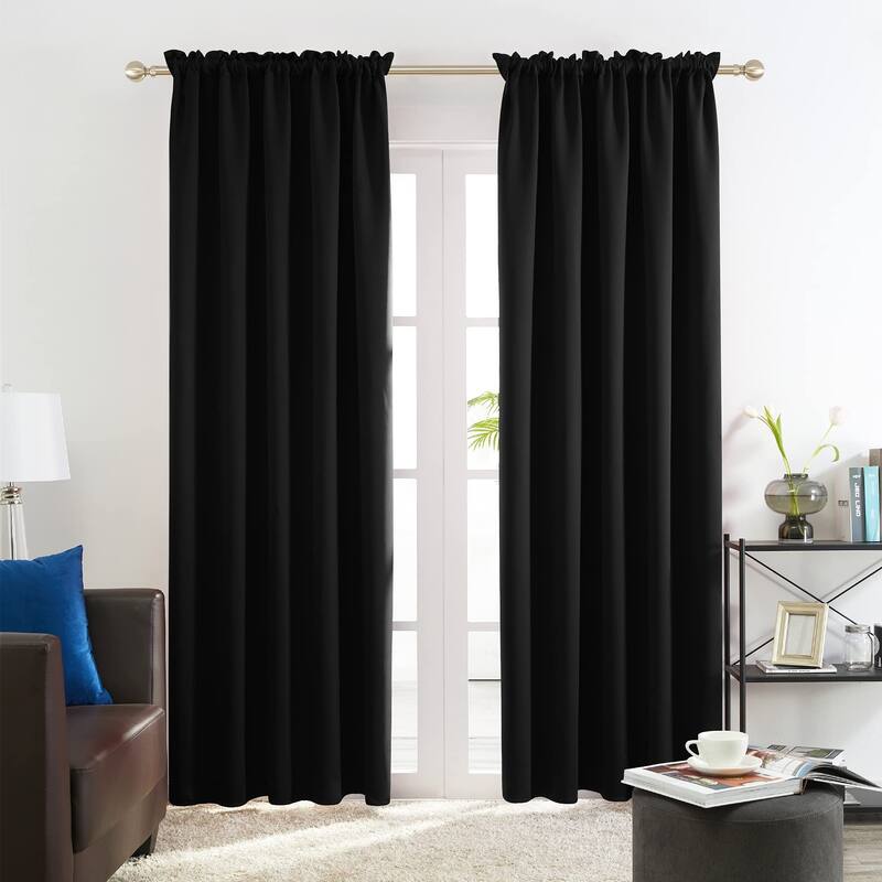 Deconovo Solid Rod Pocket Curtain Panel Pair, Set of 4 Panels
