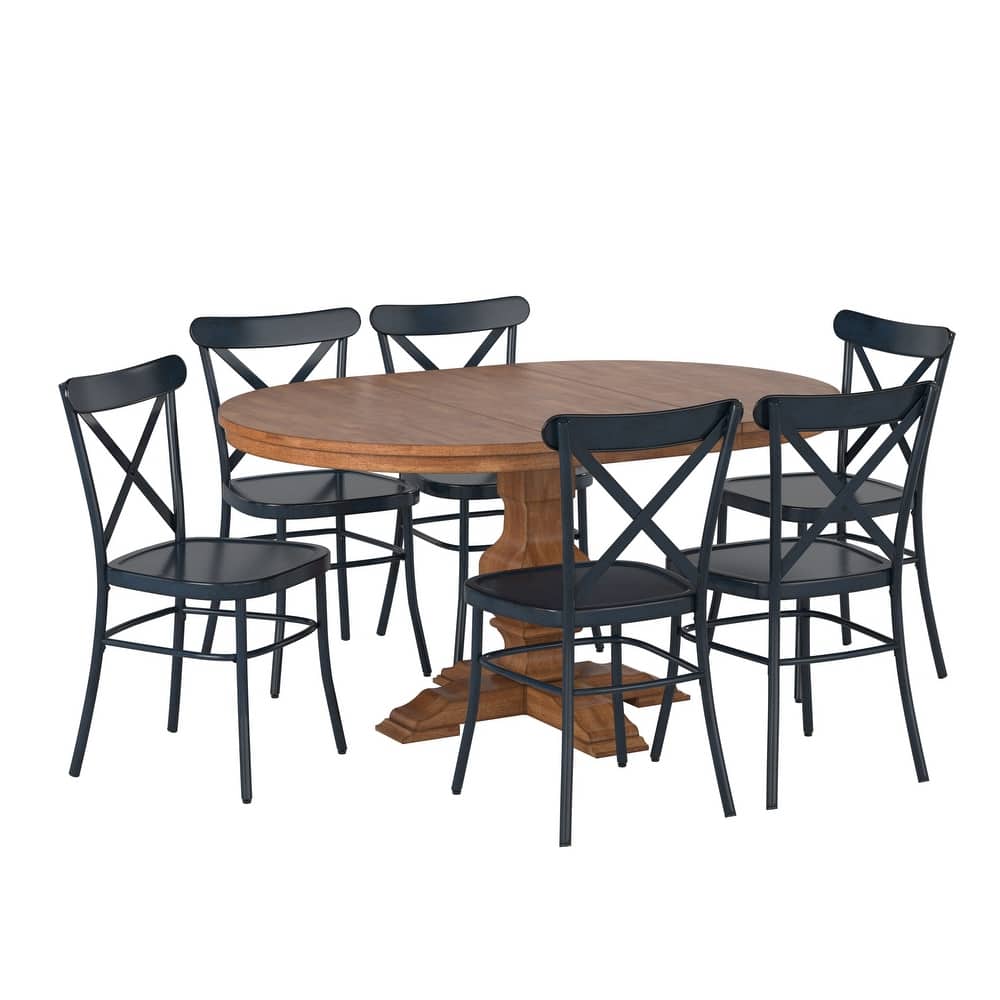 Eleanor Dining Set with Metal X-Cross Back Chairs by iNSPIRE Q Classic