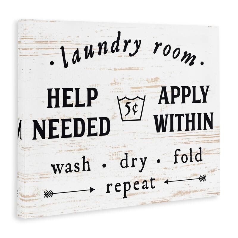Stupell Laundry Room Help Needed Apply Within Stretched Canvas Wall Art