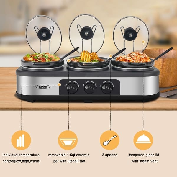 4.5 QT Electric Small Slow Cookers Portable Crock Pot 1.5 Quart Triple Bed Bath & Beyond
