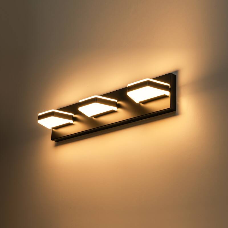 3-Light Modern Rectangular Dimmable LED Bathroom Vanity Light