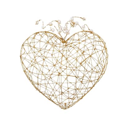 Transpac Wire Puffy Heart Locket Decor w/Gold Home Decorations Valentines