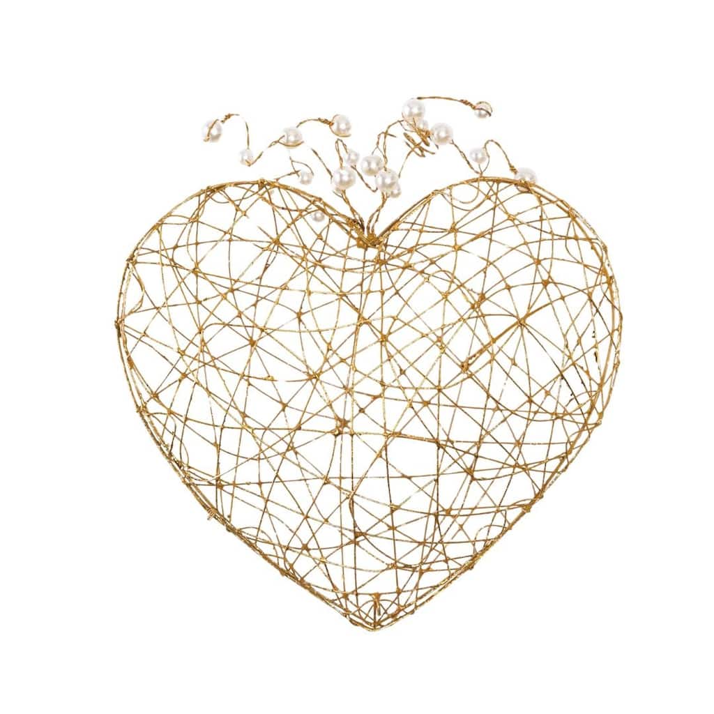 Transpac Wire Puffy Heart Locket Decor w/Gold Home Decorations Valentines
