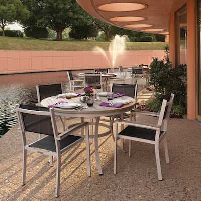 Oxford Garden Travira Black Sling Seat Armchair (Set of 4)