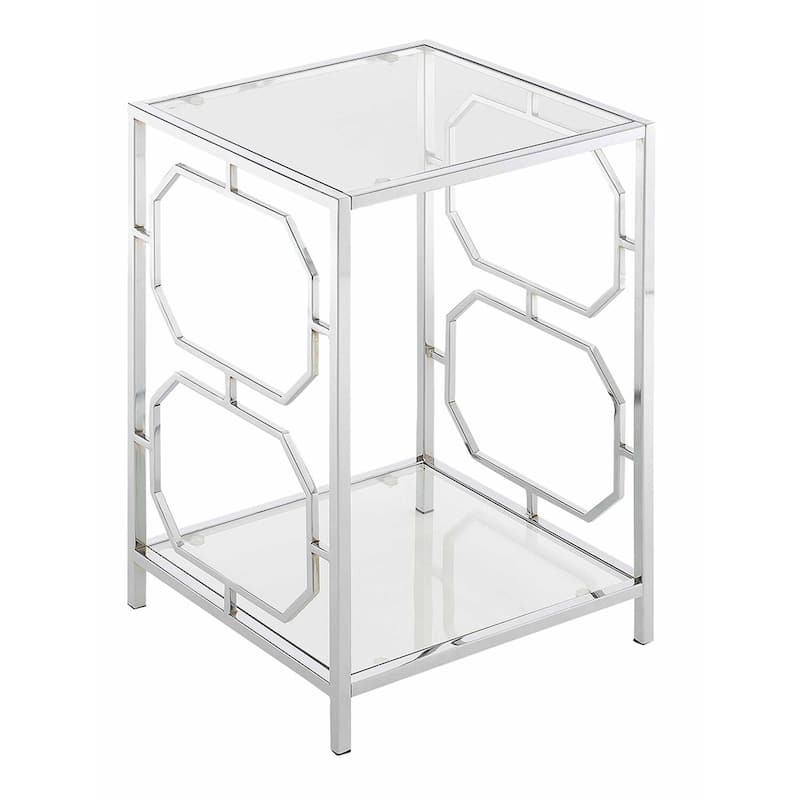 Chrome End Table with Sleek Frame and Smooth Surface, Contemporary Accent Side Table for Modern Living Room or Office Use