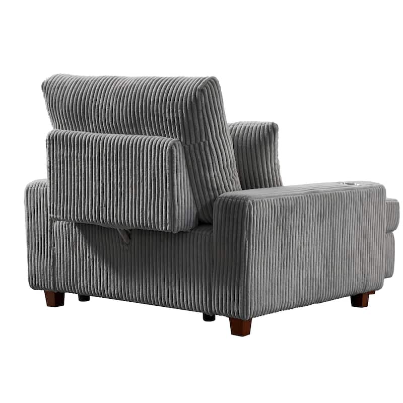 44in Wide Upholstered Chaise Lounge Chair with Adjustable Backrest