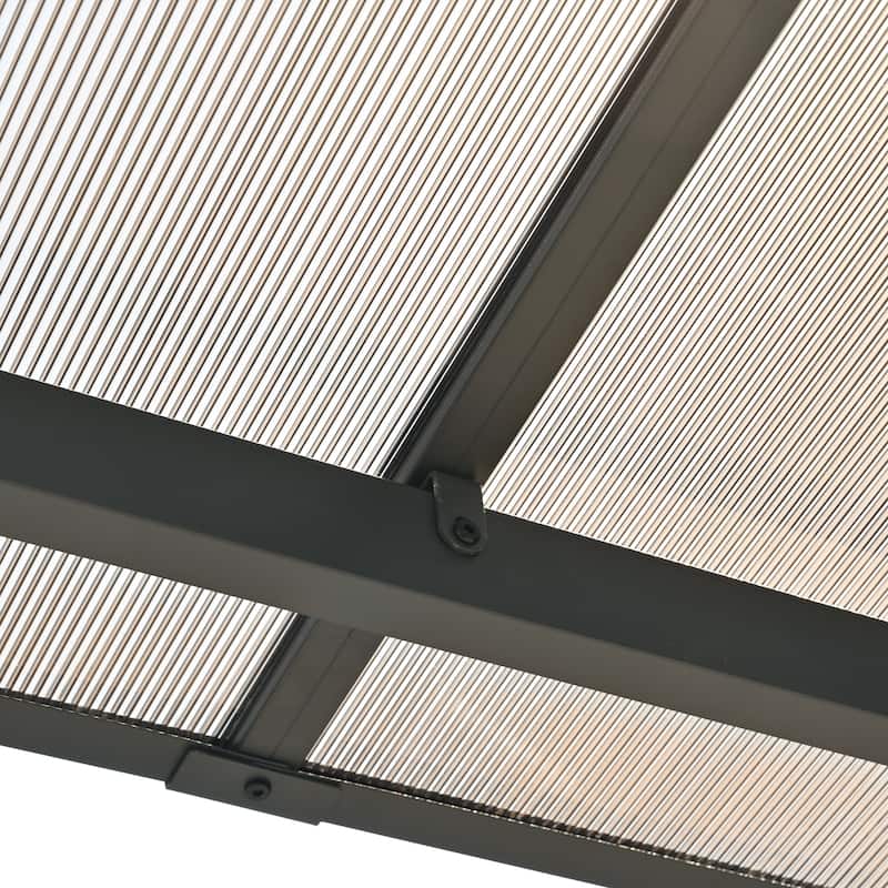 Roomfitters Wall-Mounted Gazebo Patio Cover with Powder-Coated Iron Frame and PC Roof Panels, Gray