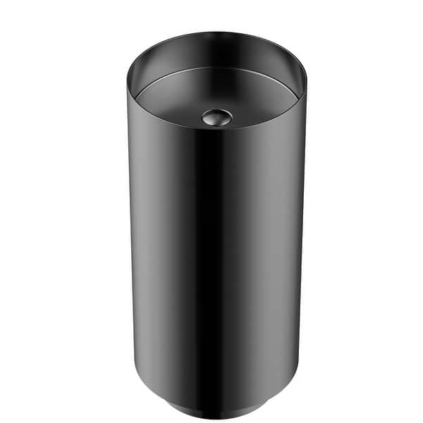 slide 2 of 8, Karran Cinox Stainless Steel Round Pedestal Sink Gunmetal Grey