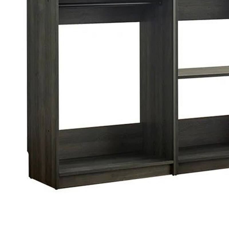 Dee Modular Closet System, 4 Clothing Racks, 2 Drawers, Dark Gray Wood