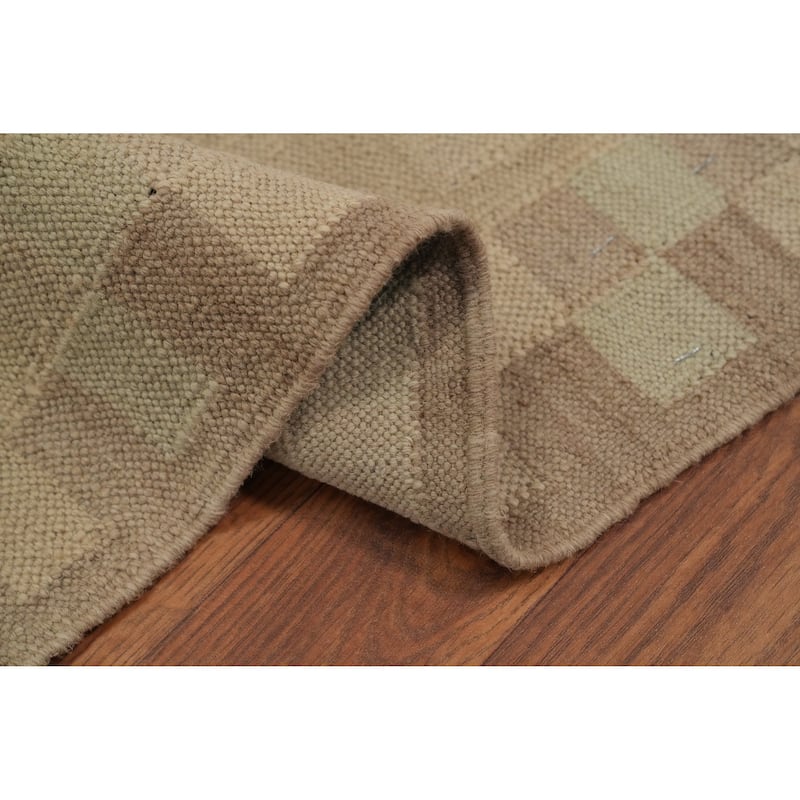 Hand Woven Oriental 100% Wool Carpet Southwestern Tribal Green Kilim Area Rug - 5' 9'' X 4' 2''
