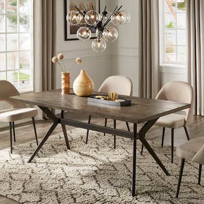 Presley Iron Grey Metal Base Dining Table by iNSPIRE Q Modern