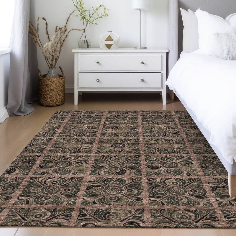 Machine Washable Indoor/ Outdoor Chantille Mosic Rug