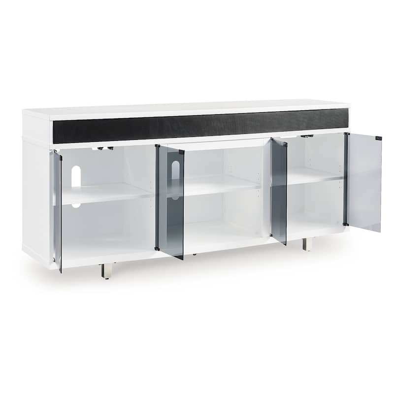 Signature Design by Ashley Gardoni White/Black 72" TV Stand for TVs up to 82" - 72.38" W x 19.38" D x 33.38" H