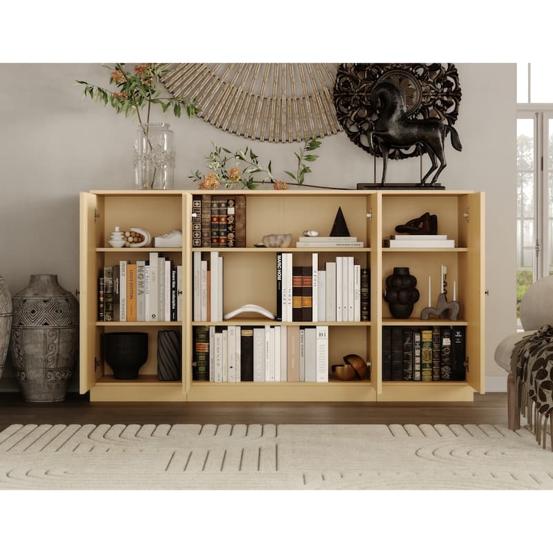 100% Solid Wood 65" Sideboard with Clear, Frosted Glass or Solid Wood Doors by Palace Imports