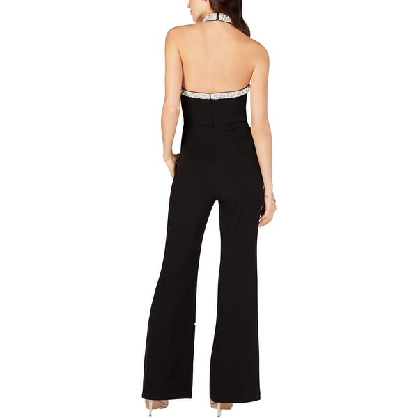 adrianna papell beaded halter jumpsuit
