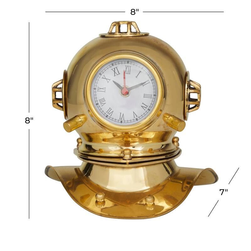 Metal Nautical Clock Decor - Gold, Brass, or Black - 8 x 7 x 8