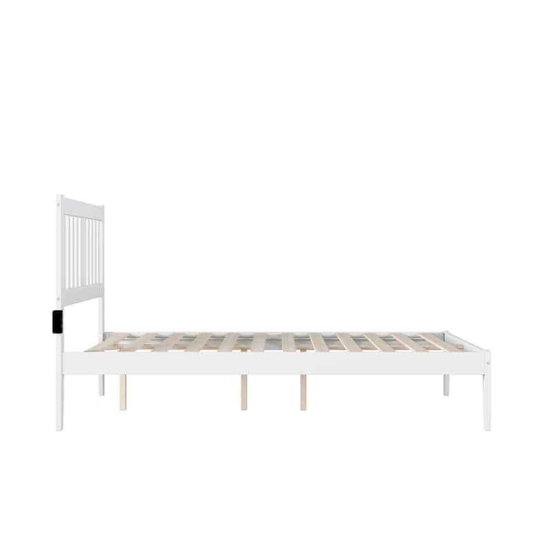 Full Bed with USB Charger & Drawers - Grey Mission Style Solid Wood Platform Bed