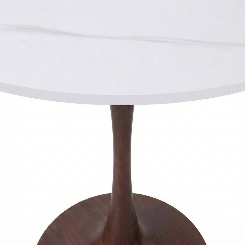 Bristol Modern 31" Round Sintered Stone Dining Table with Pedestal Base - Minimalist Scratch-Resistant Kitchen Table