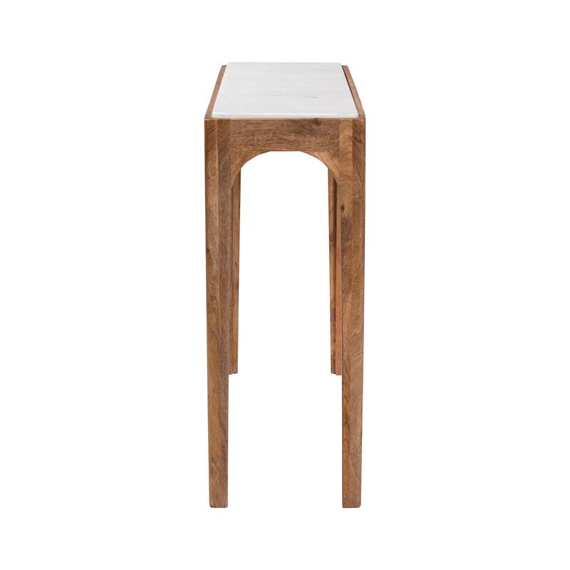 Lluvia Slim Marble Console Table - Modern Accent Table with Mango Wood Frame for Entryway, Hallway, or Living Room