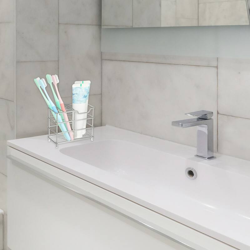 4 Slots 304 Stainless Steel Toothbrush Holder, Toothpaste Holder Stand, Bathroom Kitchen Accessories Organizer