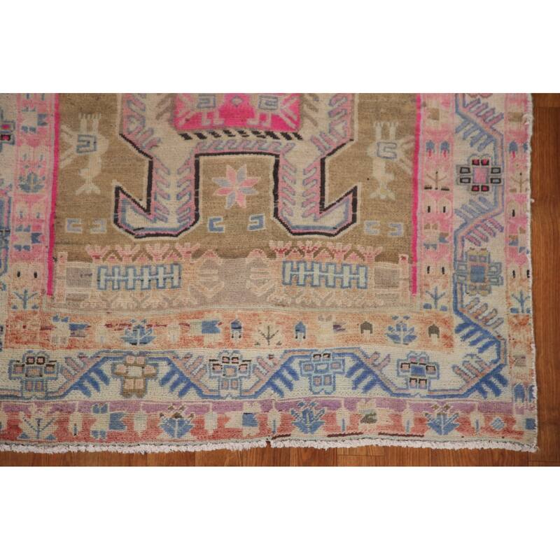 Tribal Meshkin Persian Vintage Runner Rug Handmade Wool Carpet - 3'8" x 10'9"
