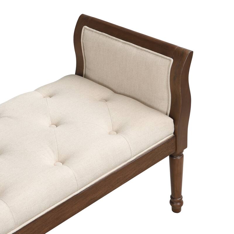 Christopher Knight Home - Valen Classic Tufted Upholstered Bench with Curved Arms and Solid Wood Frame